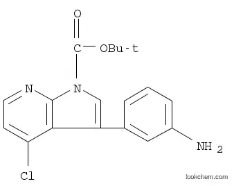 Molecular Structure of 1203565-83-6 (1H-Pyrrolo[2,3-b]pyridine-1-carboxylic acid, 3-(3-aminophenyl)-4-chloro-, 1,1-dimethylethyl ester)